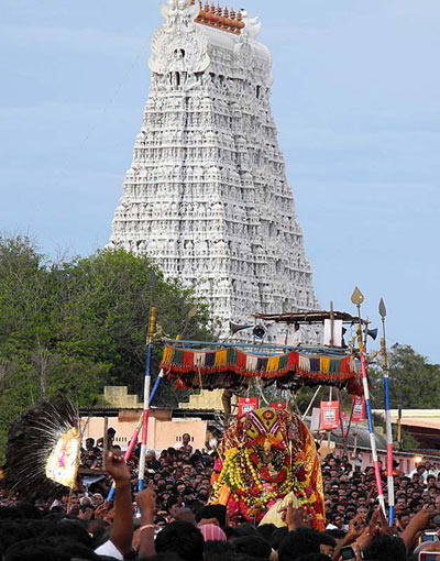 Lord Murugan emerges from His Kanda Sasti Mandapam