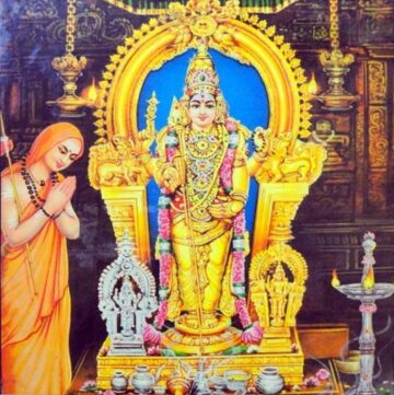 Adi Sankara, the great sage who advocated the doctrine of Advaita, visited Tiruchendur temple, worshipped the Lord and received the ‘prasad’ wrapped in the leaf of panneer tree.